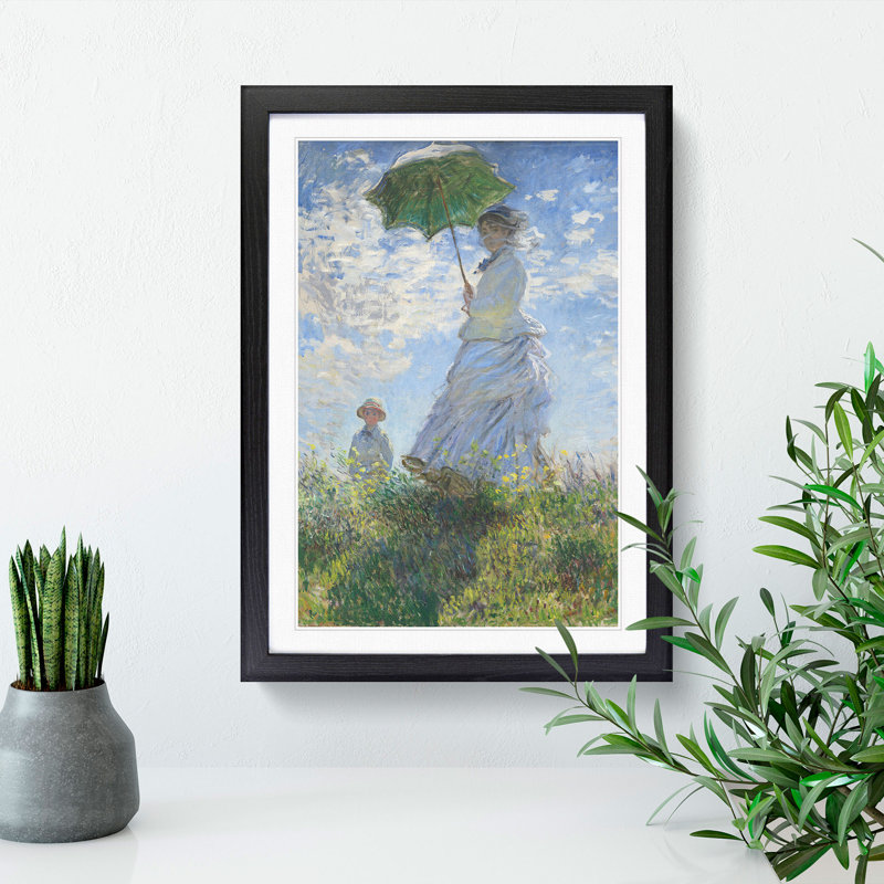 Woman with a Parasol by Claude Monet - Picture Frame Painting, Black, 90cm H x 65cm W x 2cm D