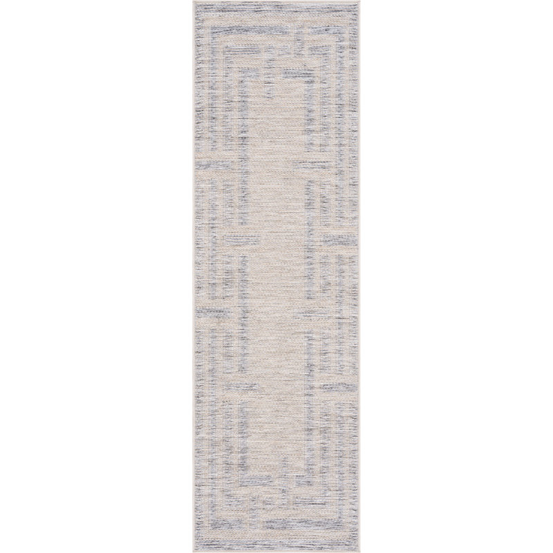 Amanda Geometric Beige & Gray Indoor / Outdoor Area Rug, Runner 2'3" x 7'3"