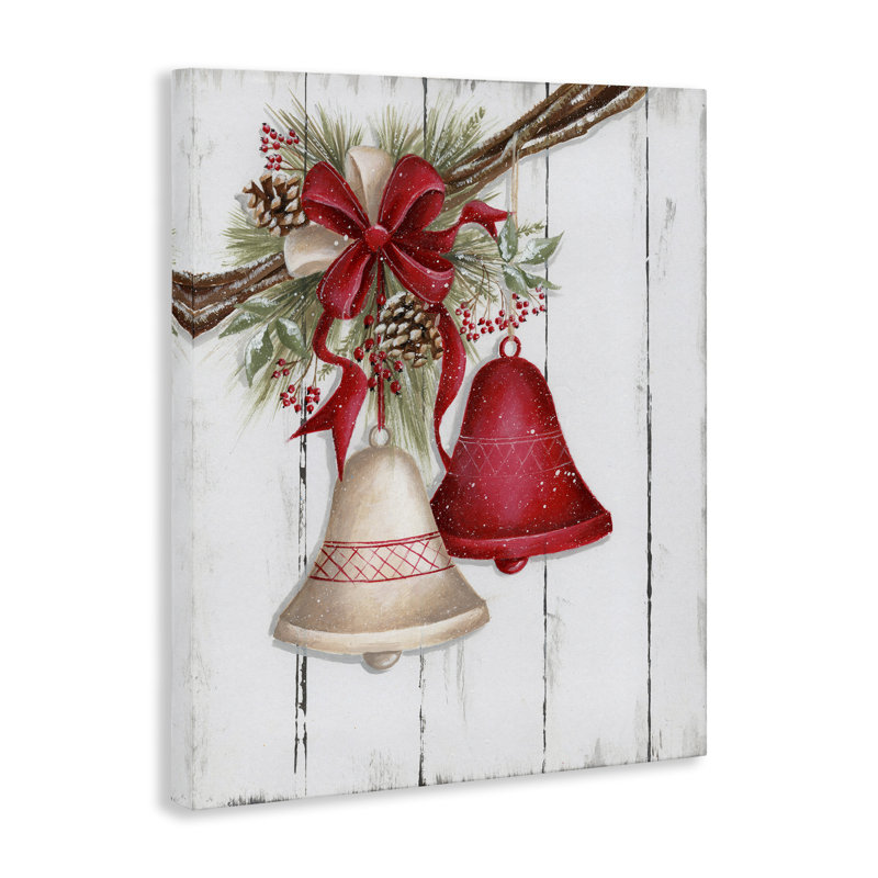 «Rustic Winter Bells», art mural sur toile par Emma Leach, H 30 po x l 24 po