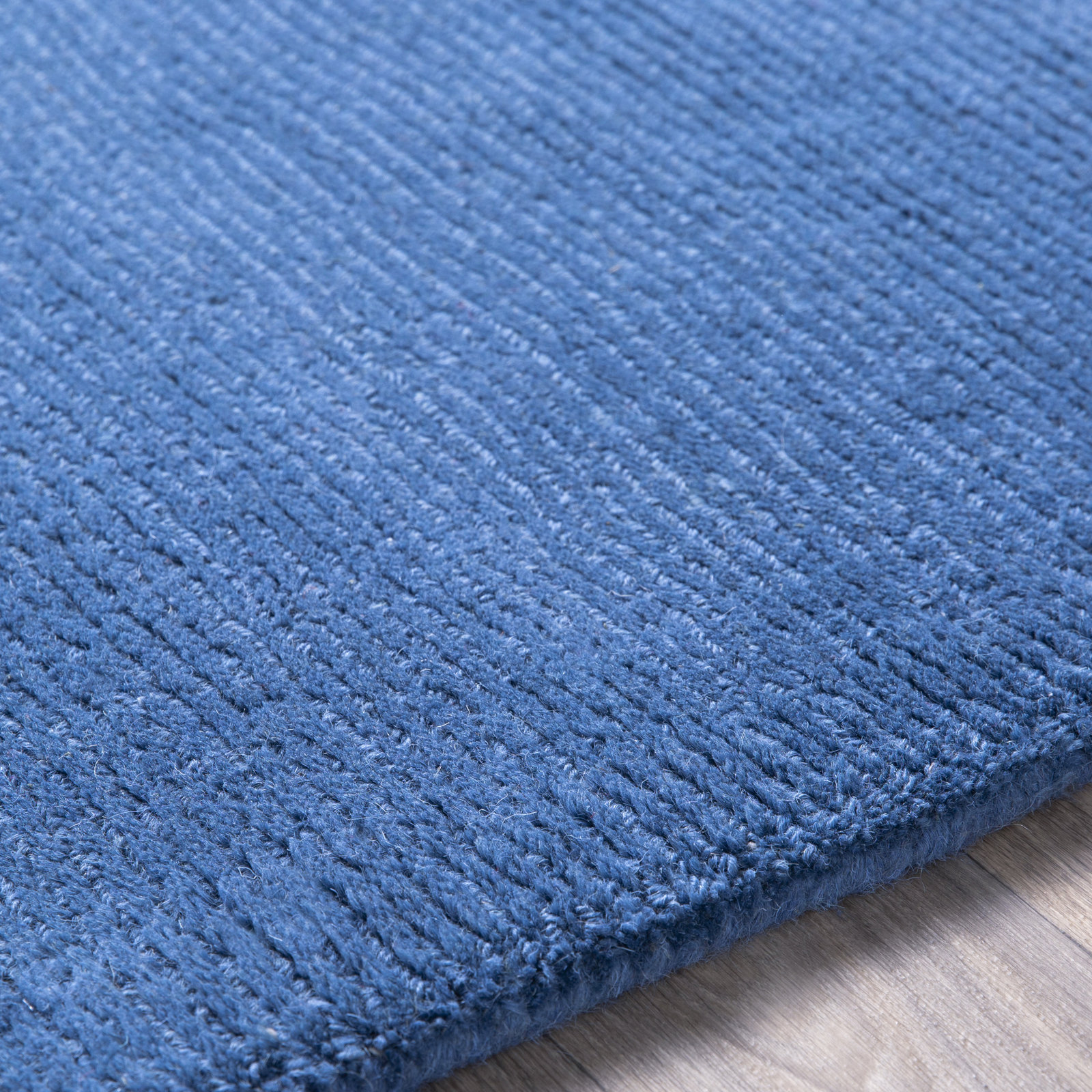 Crowe Dark Blue Hand-Woven Wool Rug, Runner 2'6" x 8'
