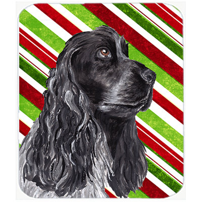 East Urban Home Cocker Spaniel Candy Cane Christmas Rectangle Glass Cutting Board