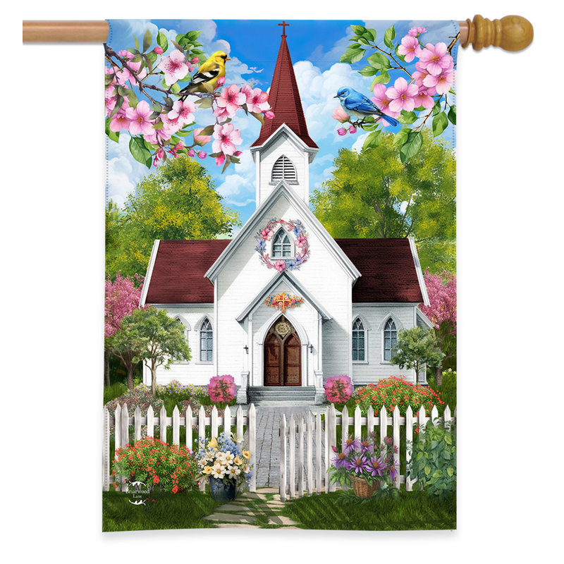 Église au drapeau de la maison du printemps