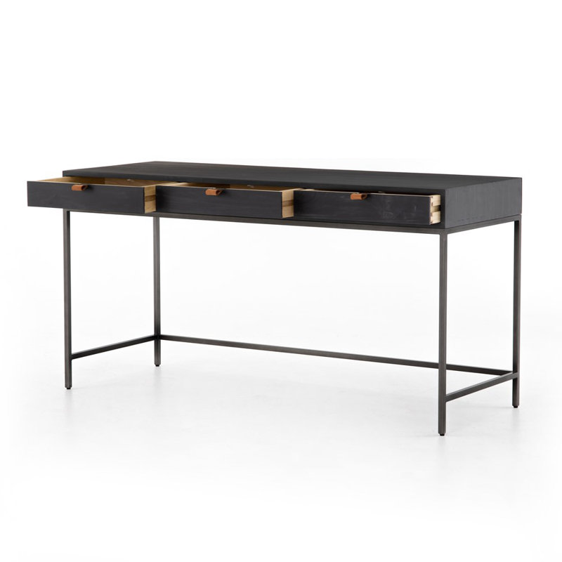 Trey Solid Wood Executive Desk, Black Wash Poplar