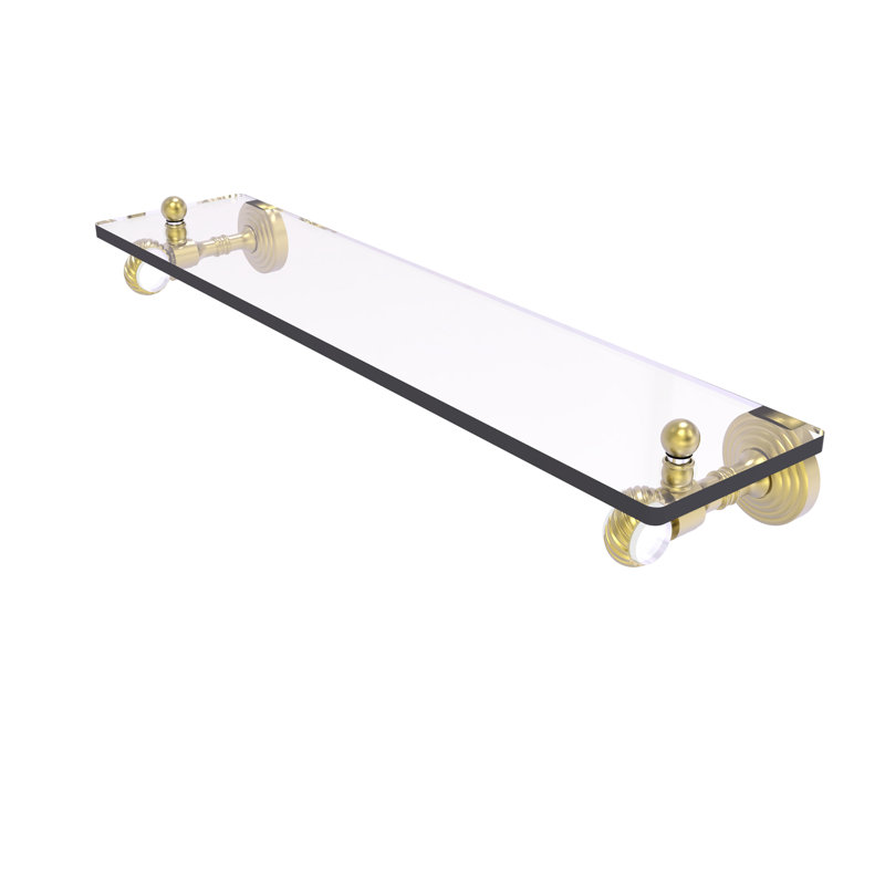 Étagère murale en verre Jarrell, Laiton satiné, H 3,2 po x l 22 po x P 5,1 po