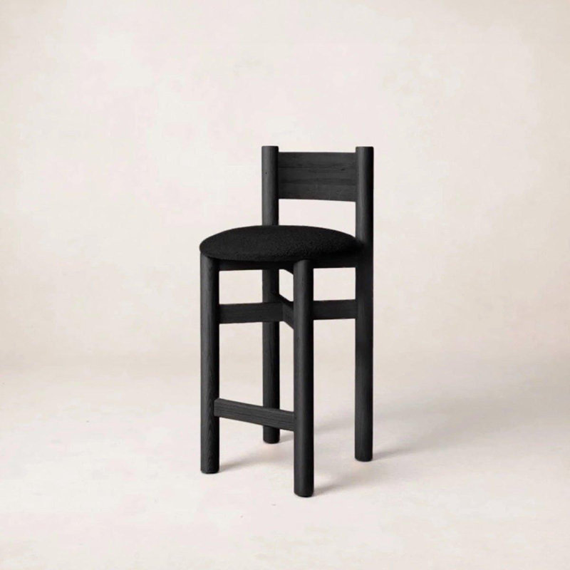Teddy Upholstered Stool with Solid Wood Frame