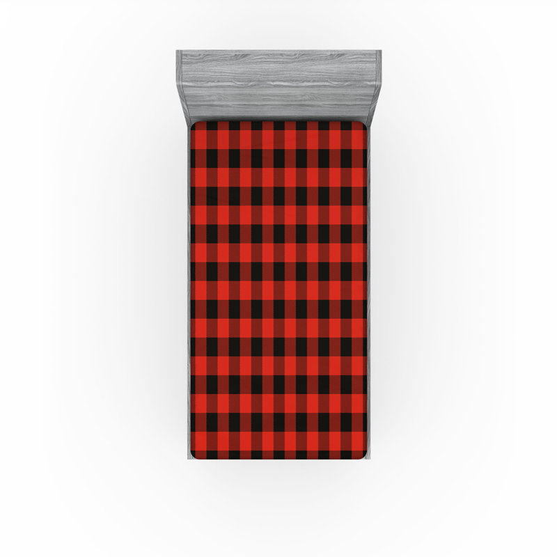 Drap-housse Ambesonne, paquet de 2, Guingan orange / noir, Drap-housse simple TG
