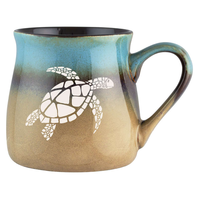Tasse en céramique bleue à brun clair Sea Turtle
