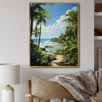 «Barok Palm Trees At The Beach III», reproduction d'art sur toile