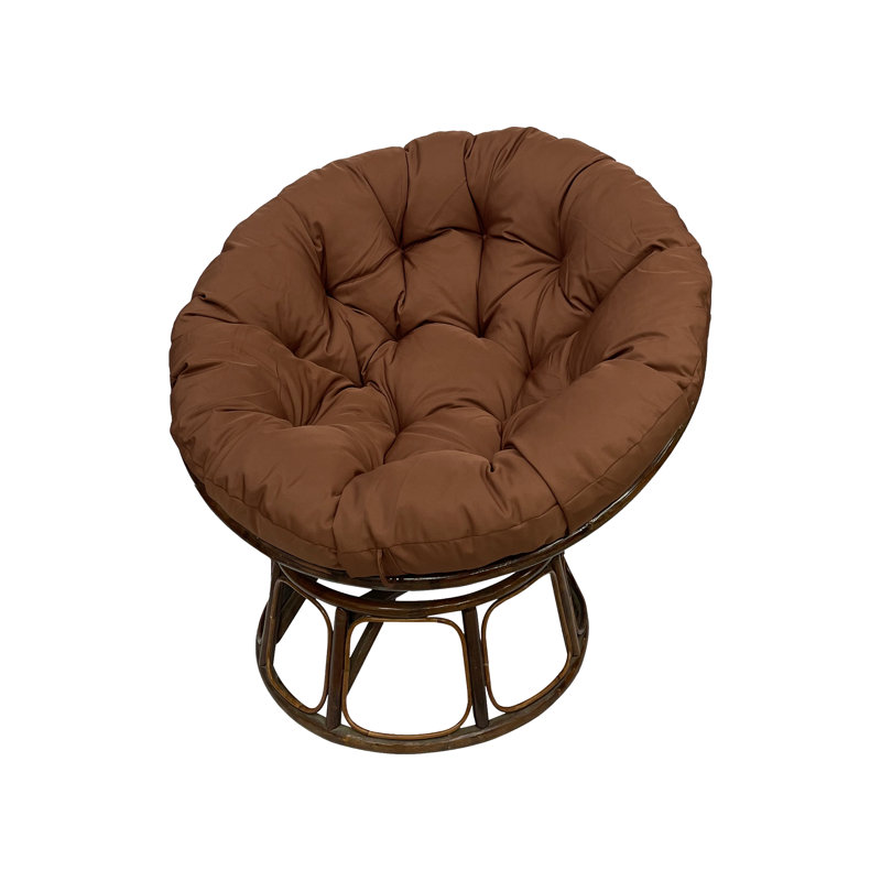 51 Inch Water Resistant Outdoor Papasan Cushion With Removable Cover For Patio Chair, Dark Brown