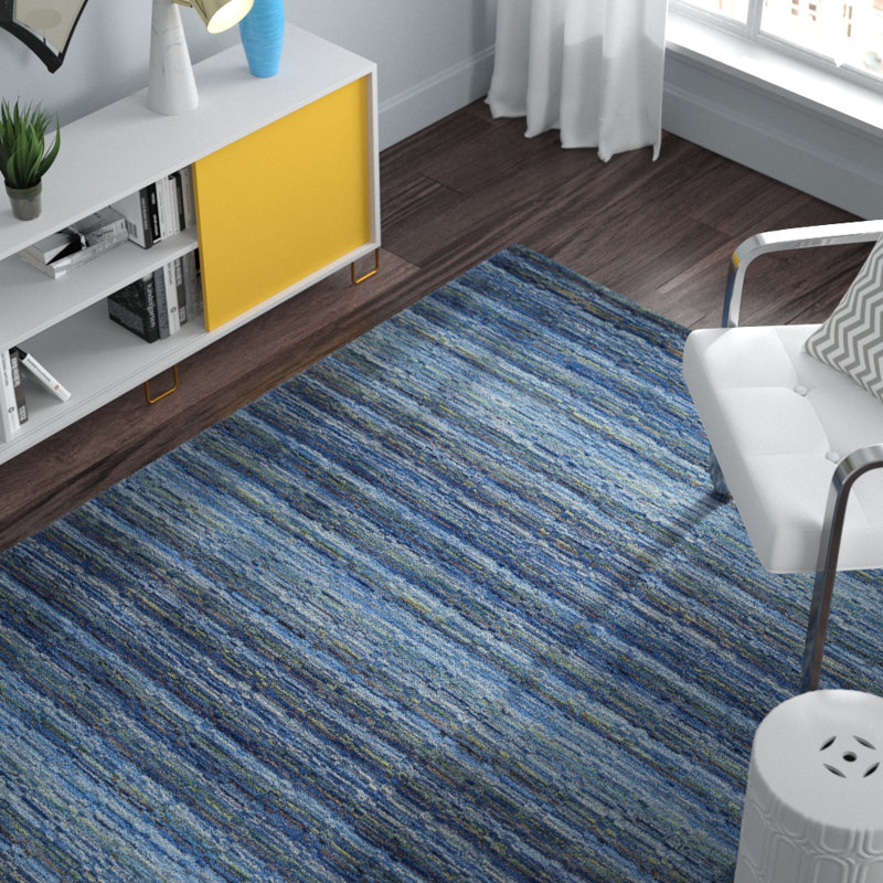 Hossain Hand Loomed Wool Abstract Rug, Rectangle 4' x 6'