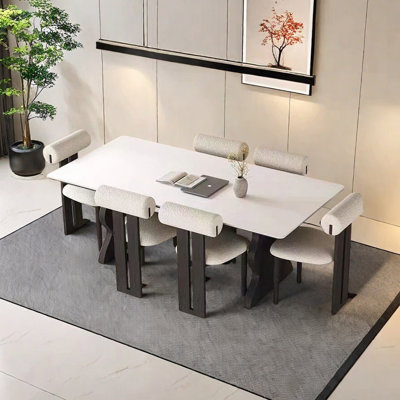Table de salle à manger rectangulaire moderne avec dalle de roche