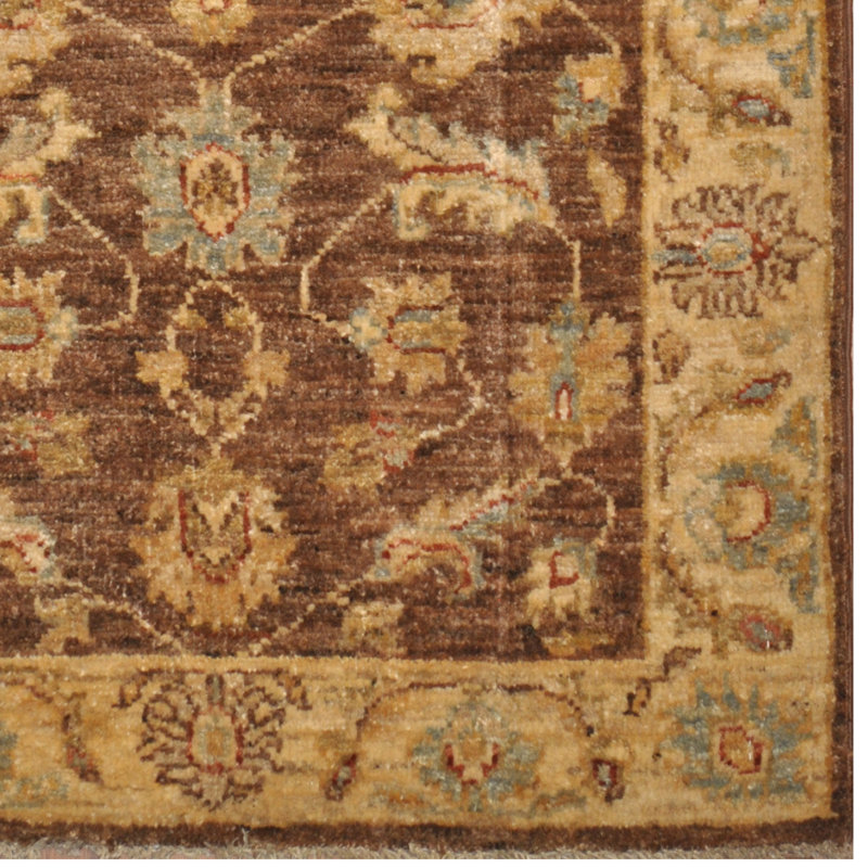 Tapis unique en laine noué à la main brun / ivoire 2 pi x 3 pi Luicana Luicana
