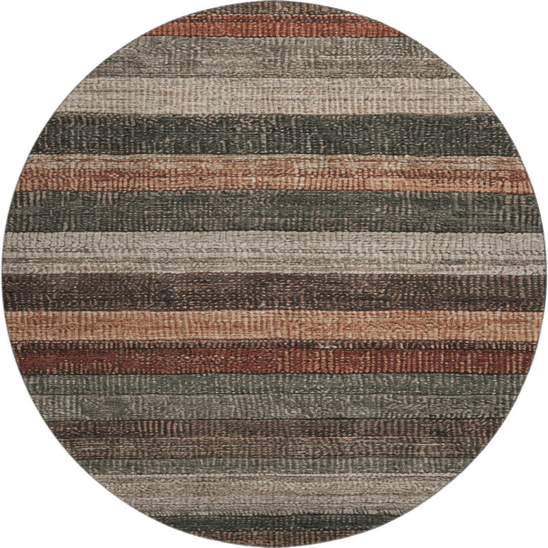 Premium Machine Washable Medena AMF1865 Stripes Rug, Round 8'