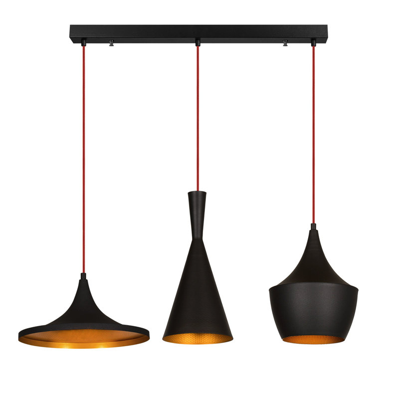 Luminaire suspendu géométrique à 3 lumières pour îlot de cuisine Linda