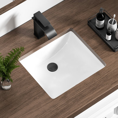 Petit lavabo de salle de bain encastrable KARAMAG de conception rectangulaire pour salle de bain compacte (14,4 po x 12,7 po)