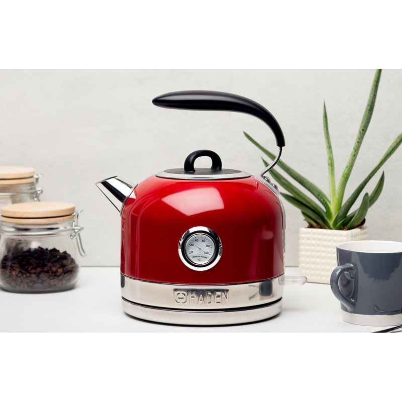 HADEN Jersey 1.5L Stainless Steel Electric Tea Kettle, Red