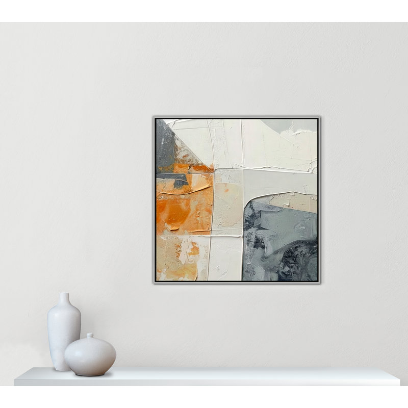 «Plastered II» par Alonza Saunders, Toile avec cadre, Flottant argent, L 37,5 po x H 37,5 po
