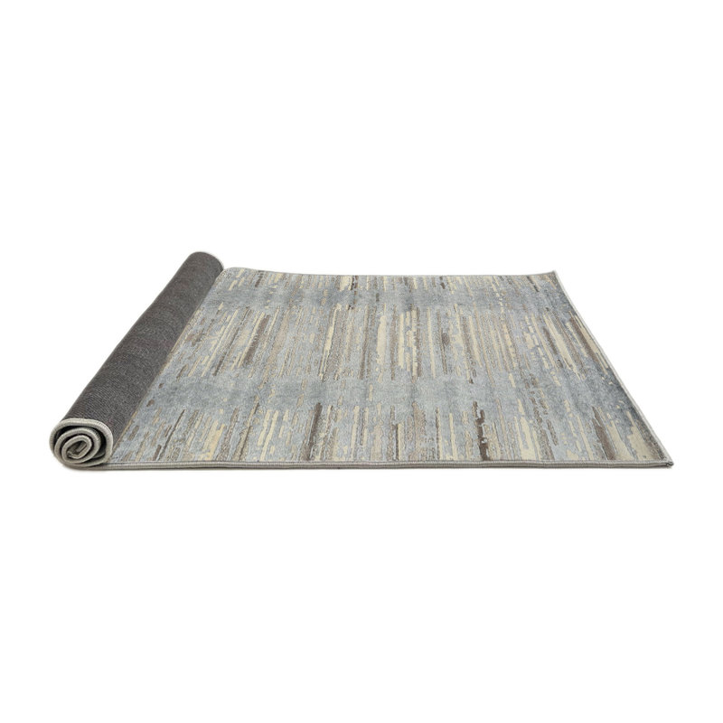Tapis contemporain gris / beige, Rond 5 pi