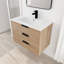 Meuble-lavabo flottant avec tiroir à fermeture en douceur, conception de style spa, évier supérieur de 24,2 lb et beaucoup de rangement