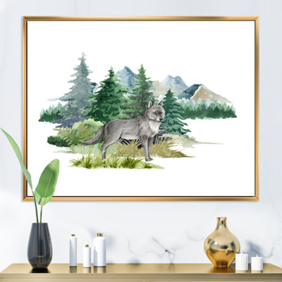Wolf In Forest Landscape " Wolf In Forest Landscape " Painting Print