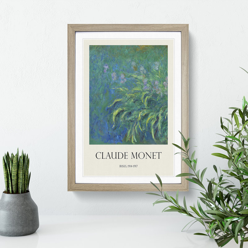 Irises by Claude Monet - Picture Frame Art Prints, 36cm H x 27cm W x 2cm D, Oak Framed