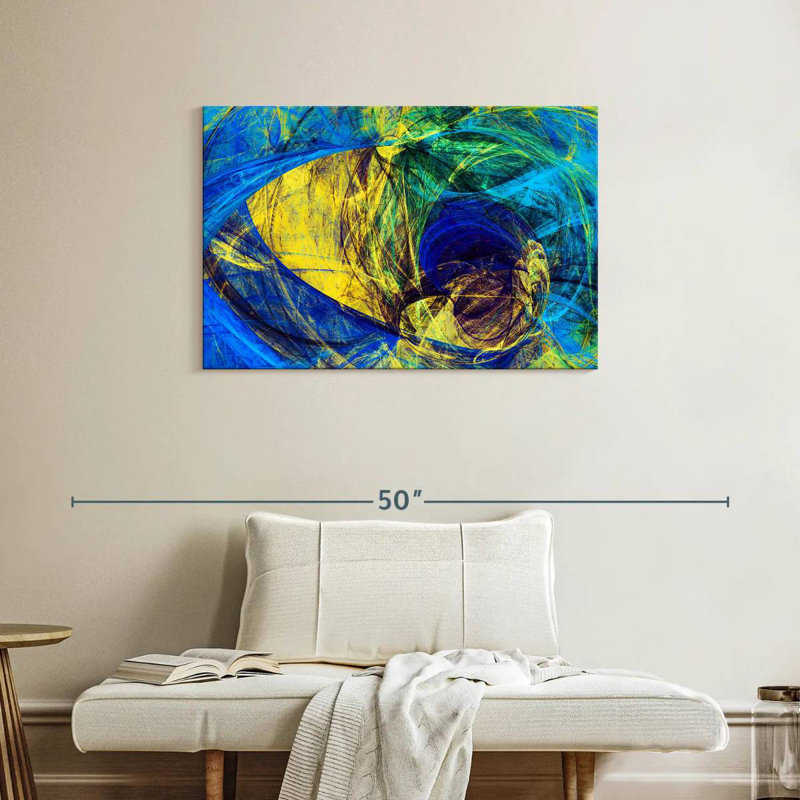 Avery Blue Abstract Tunnels, 24" H x 36" W