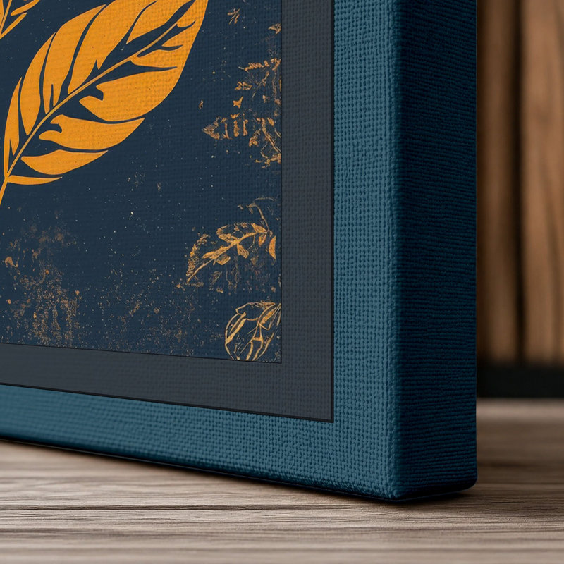 Gilded Botanica Botanical - Wrapped Canvas, 36x24 - 91.4 x 61.0 cm, Teal Border