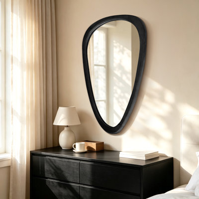 Asymmetrical Wood Framed Accent Wall Mirror