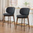 Mid-Century Modern Counter Stool, Faux Leather Upholstered Barstool with Wingback, Armless Counter Height Bar Stool With Wood Legs, Metal Footrest, For Kitchen Island Bar Counter, Black, Set of 2-119619503-124825000