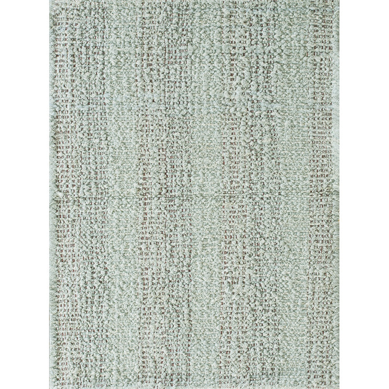 Tapis vert clair en laine noué à la main de conception unique 6 pi x 9 pi Shaker