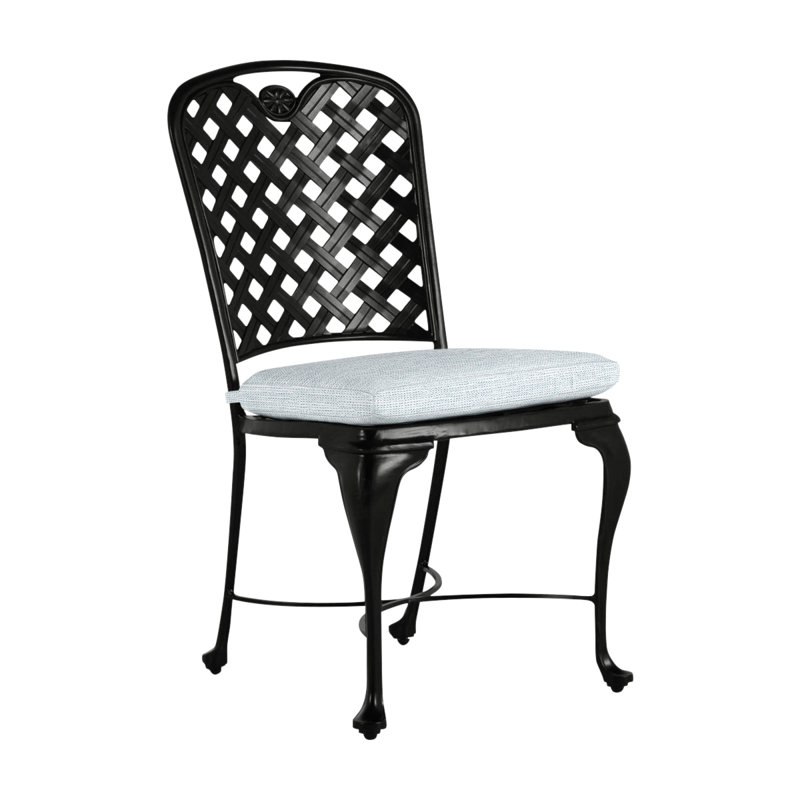 Provance Patio Dining Side Chair with Cushion, Ancient Earth, No Welt, Paper Sky