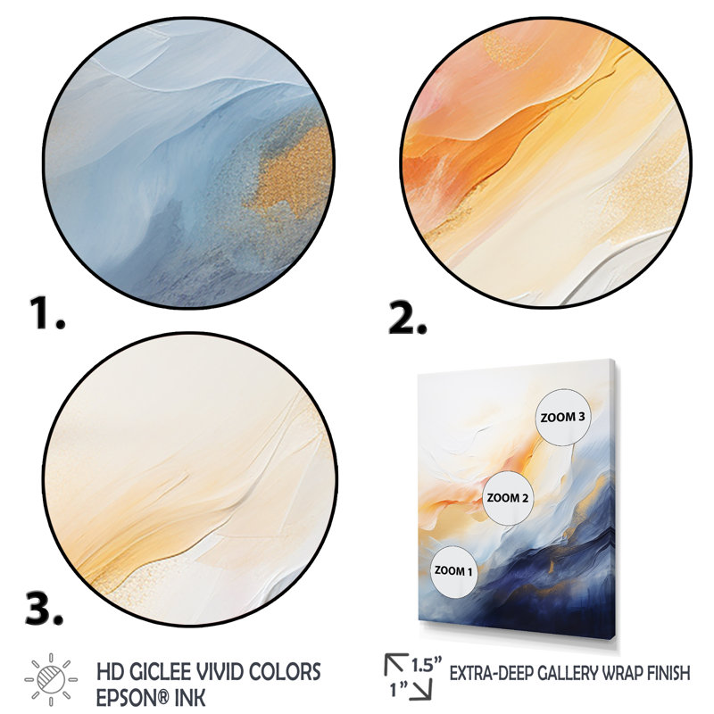 Tempête de marbre bleu et jaune II - art mural abstrait, Cadre flottant noir, H 20 po x l 12 po