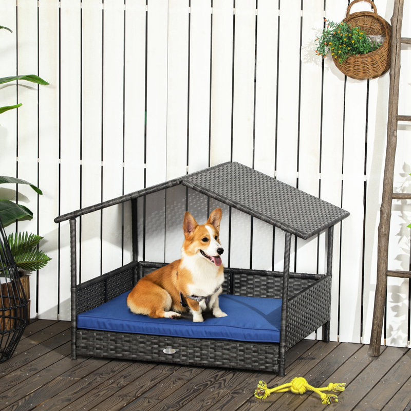 Lit d'extérieur pour chien avec auvent, coussin d'eau pour chien robuste et petit