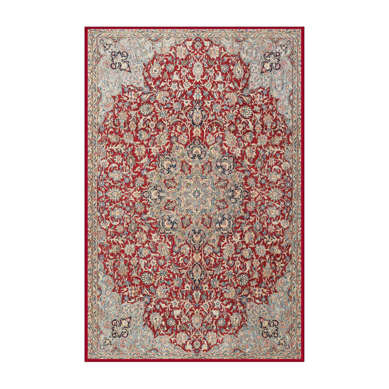 Tapis traditionnel mehroon/noir/bleu, Rectangle 5 pi x 7 pi