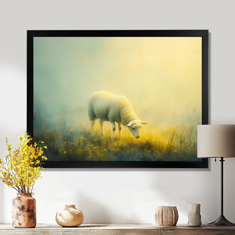 Dokun Sheep Portrait Smooky Dream II - Sheep Wall Art, Reproduction encadrée d'une seule photo, Noir, noir, noir, noir