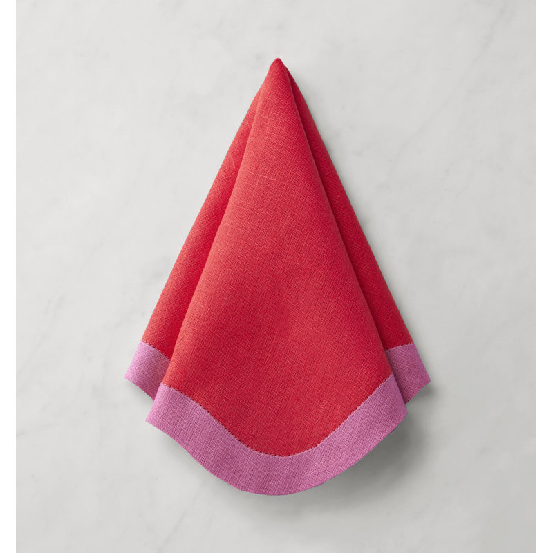 Ondulato Linen Novelty Napkins, Poppy/Flamingo