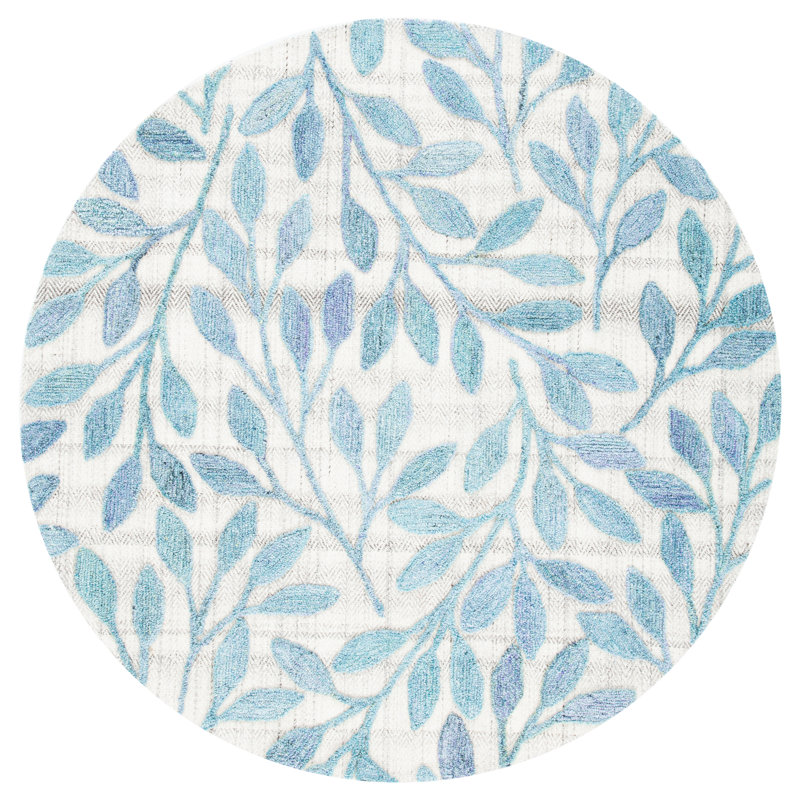 Blakesburg Hand Tufted Performance Floral Rug, Round 6'