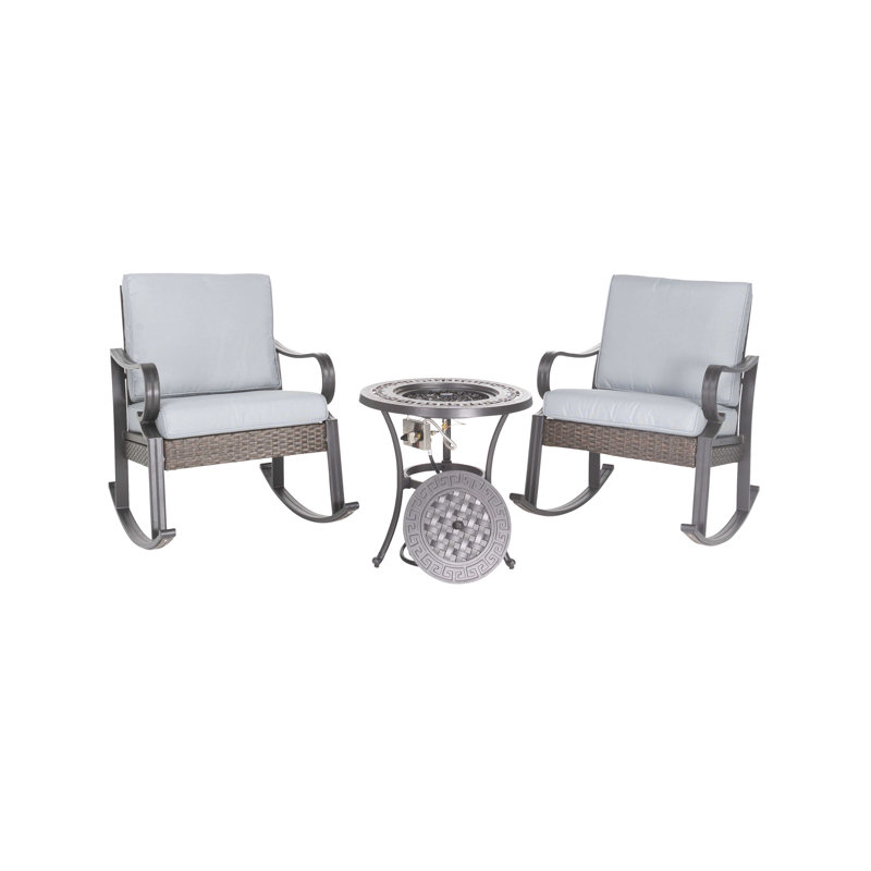 Chaise berçante en métal avec coussins Malia