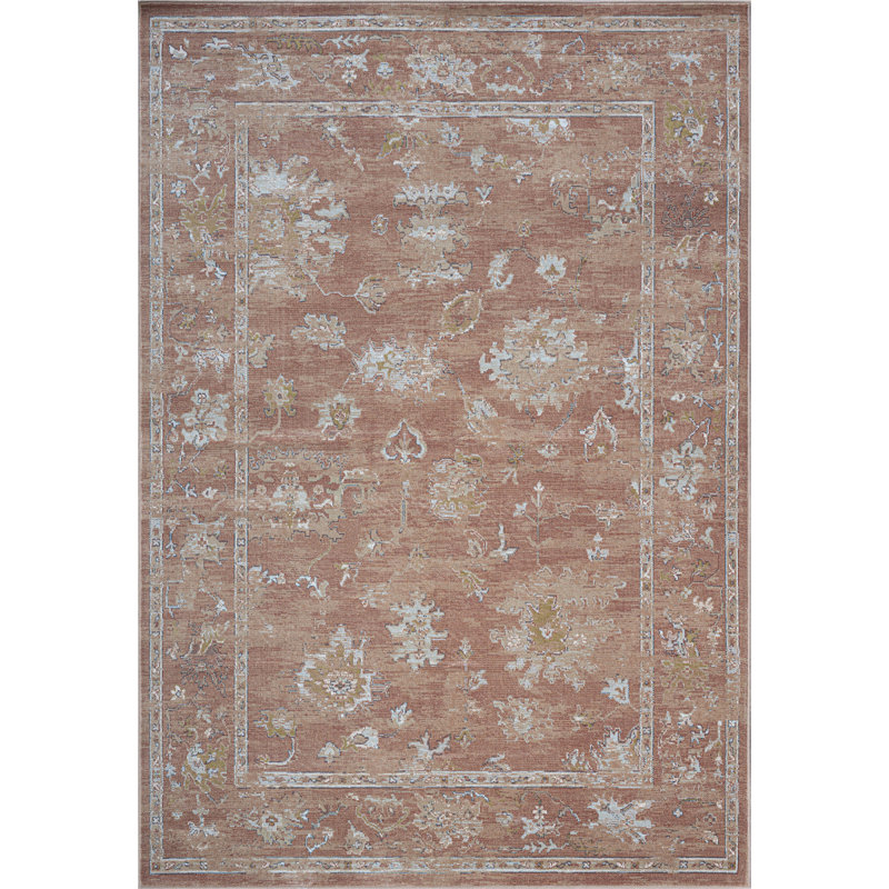 Tapis en viscose Panettone rouille, beige, ivoire et vert, Rectangulaire 8 pi x 10 pi