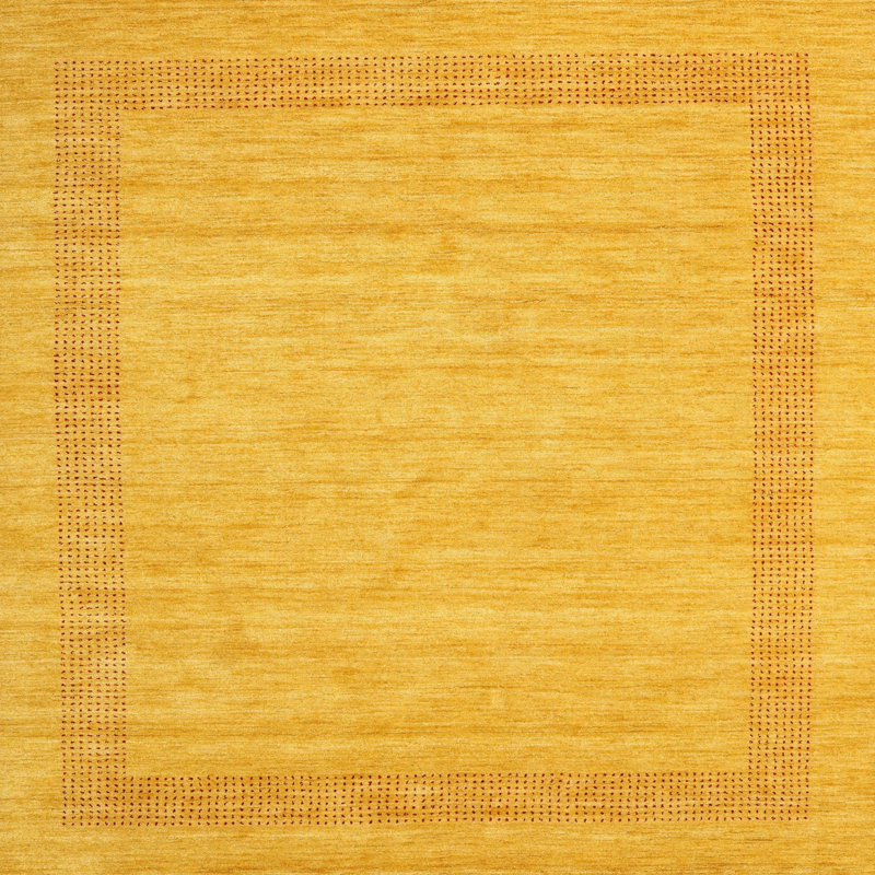 Tapis de zone jaune contemporaine, Carré 7 pi
