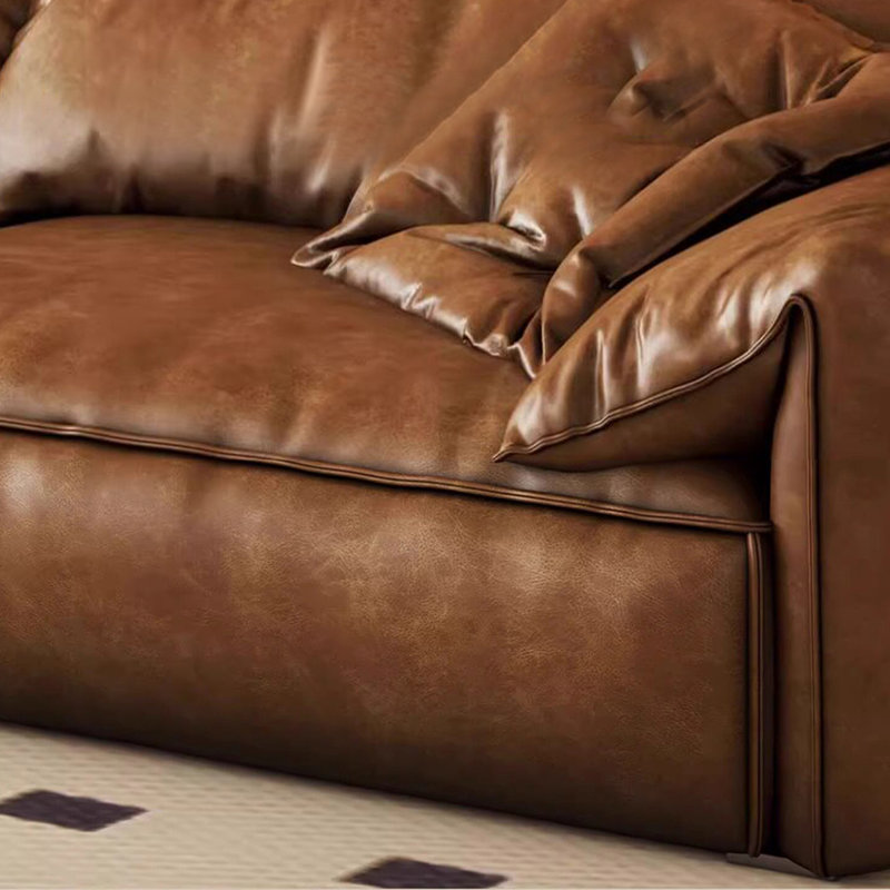 Causeuse-coussin modulaire en similicuir brun