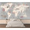 Papier peint amovible gris avec carte du monde moderne