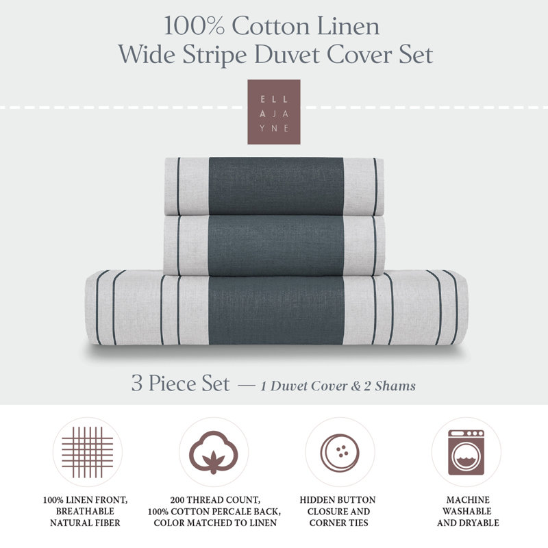 Ella Jayne White and Blue Cotton King Duvet Cover Set