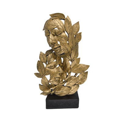Azemar Polyresin Couple & Leaf Figurine for the Living Room, Artsy Sculpture Home Decor