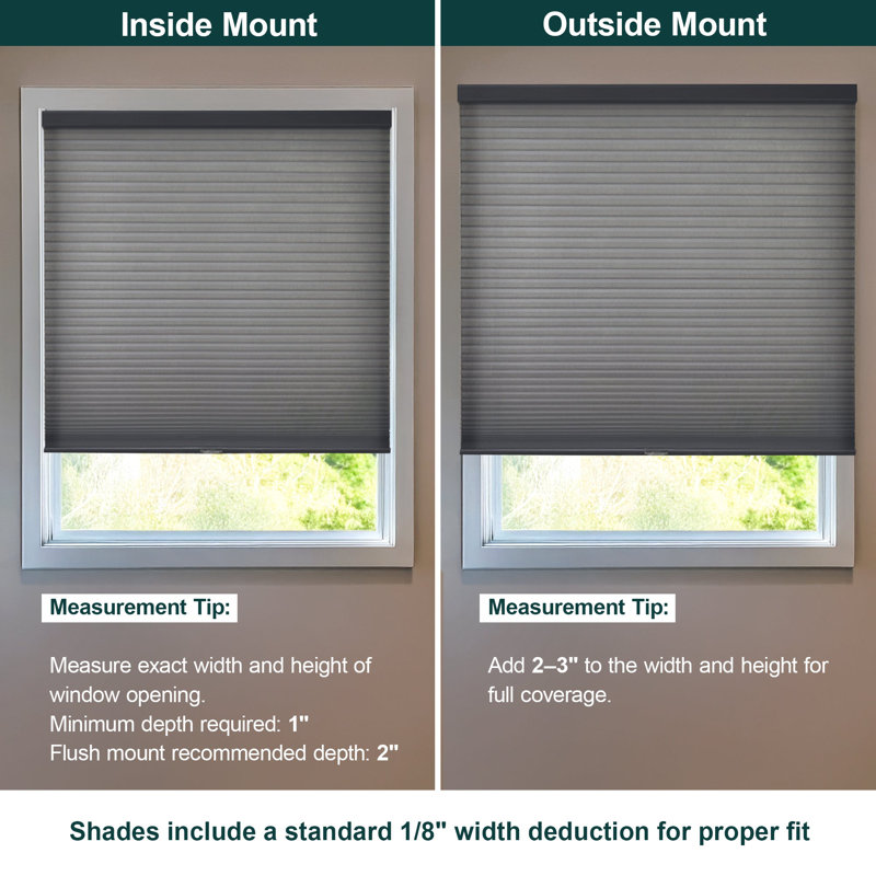 Custom Cordless Honeycomb Cellular Shade, 34.5"W x 64"L, Morning Fog