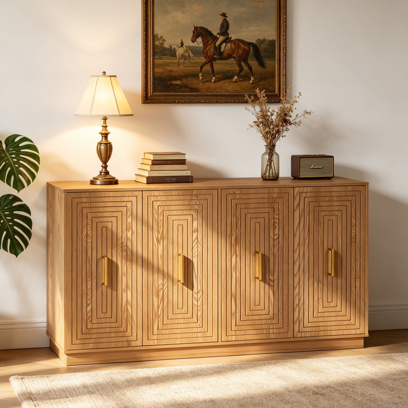 Buffet avec portes et tablettes réglables, Brun