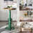 Industrial Bar Table 38.6"-44.5" Height Adjustable Swivel Round Wood Tabletop 23.6" Dia, Kitchen Dining Office Coffee Bistro Pub Table