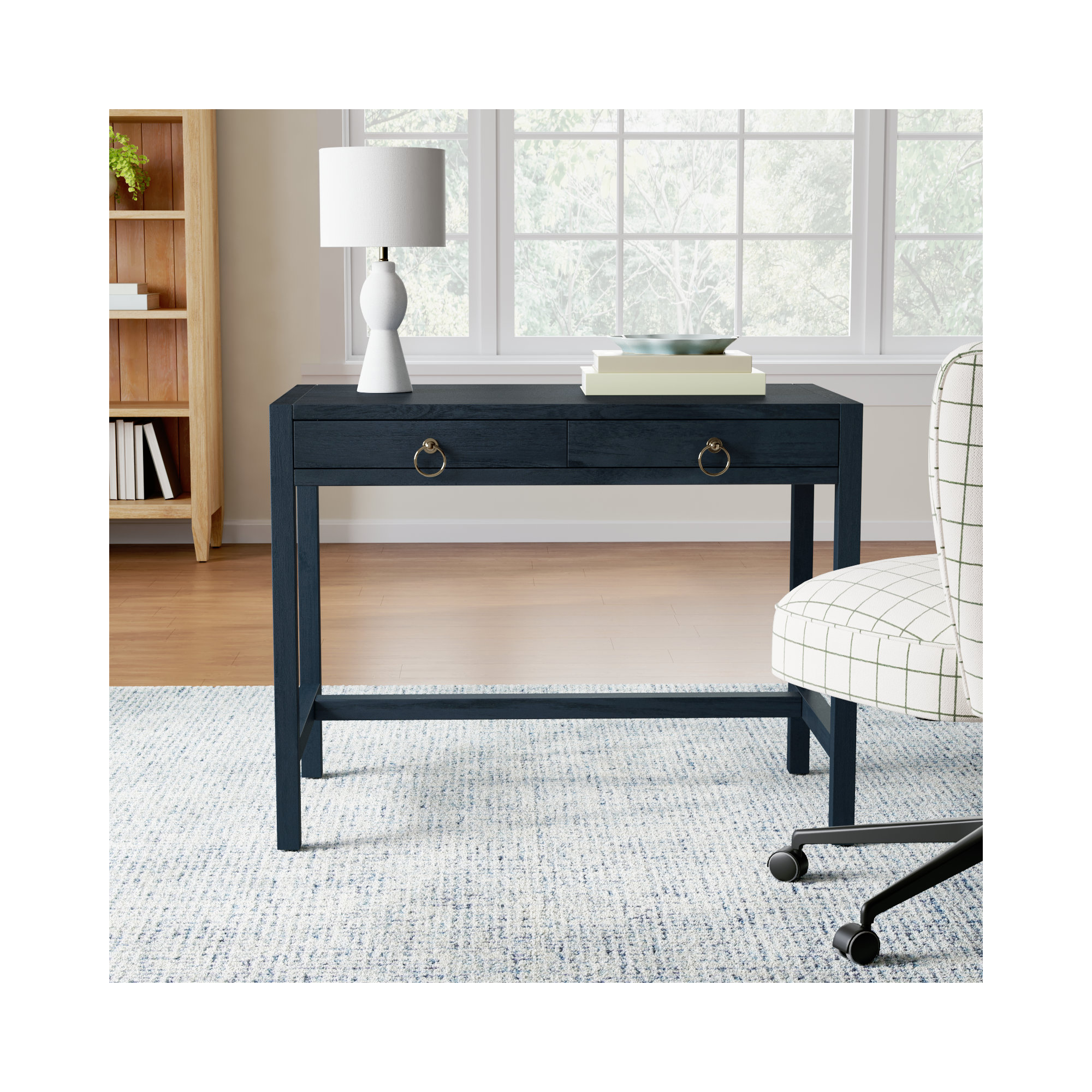 Elin Solid Wood Desk, Navy