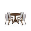 L'ensemble de table de salle à manger 5 pièces comprend une table de cuisine ronde avec piédestal et 4 chaises Parson grises, noyer antique-59254140-59254141-132448783