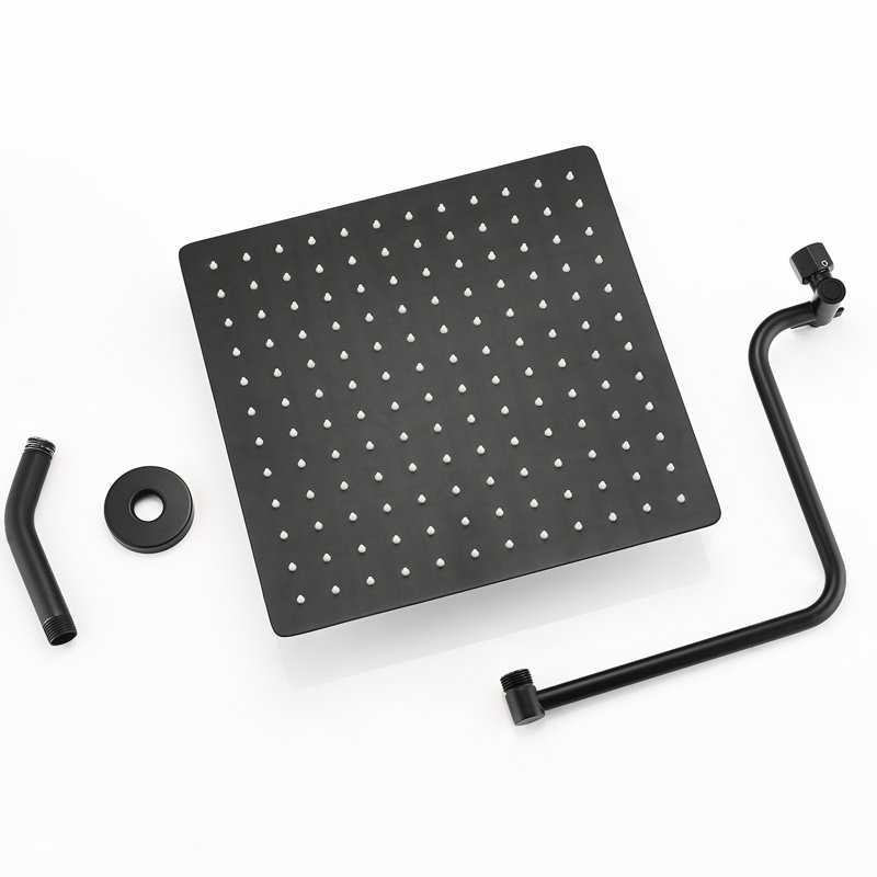 12" Stainless Steel Rain Shower Head With Adjustable Extension Arm - Spa-like Feel Matte Black Finish